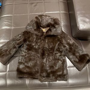 Brown rabbit fur jacket. Sz M